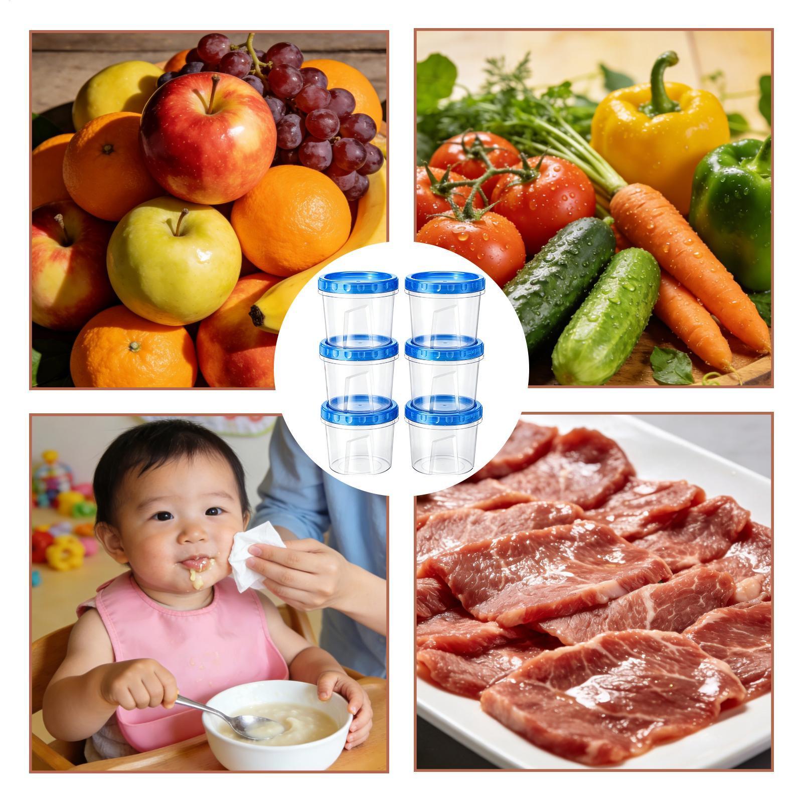 Food Storage Containers - حاويات تجميد لتخزين الطعام، 6 قطع،