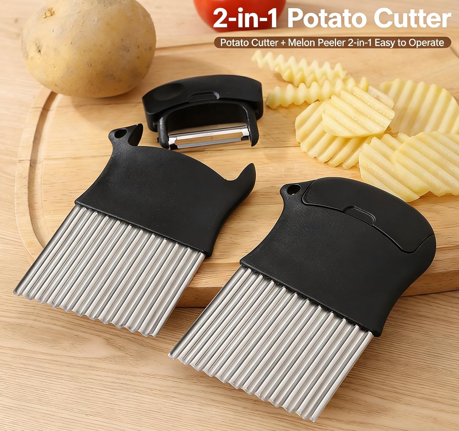 Kitchen Gadgets Built In - قطاعة بطاطس 2 في 1، قطاعة