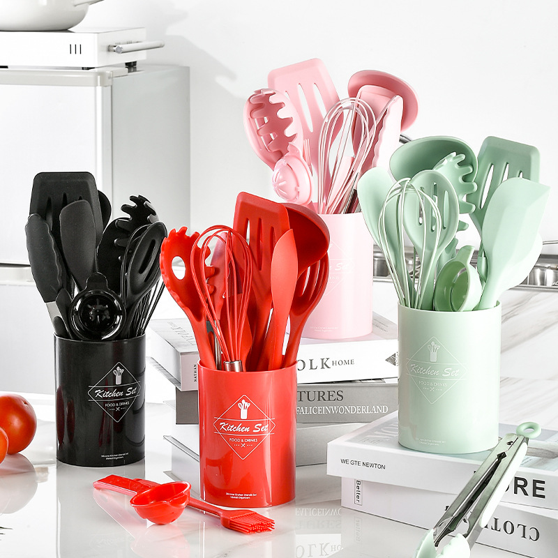 12 قطعة سيليكون أواني الطبخ غي - مراجعة Kitchen Gadgets Under $10 وسعره